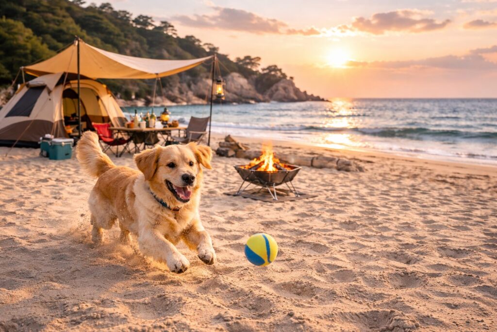 【関西】犬連れキャンプなら弁天浜｜海辺で泊まれるキャンプ場